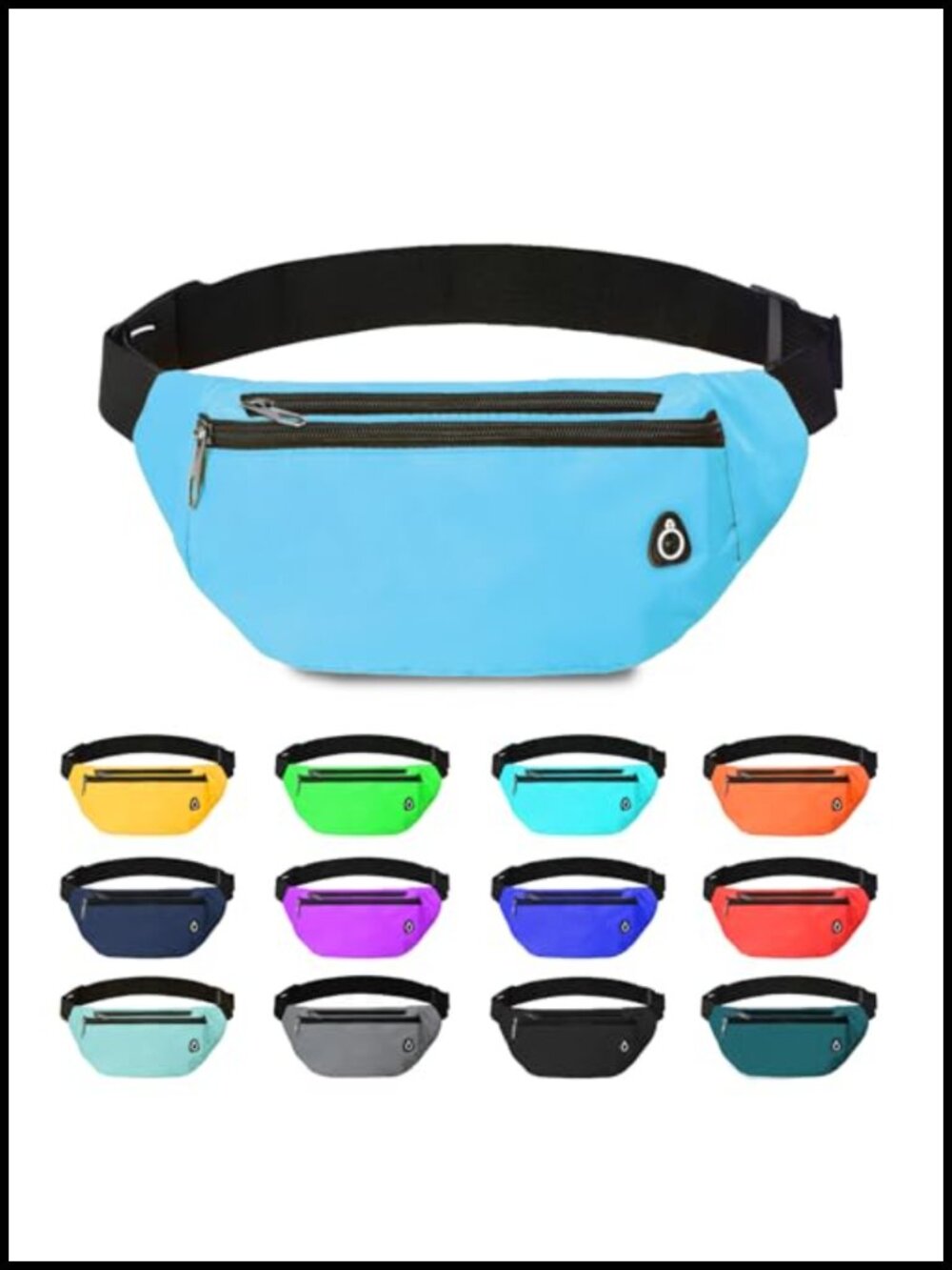 Water Resistant Nylon Fanny Pack Crossbody Waist Bag 3 Zippered Pockets
